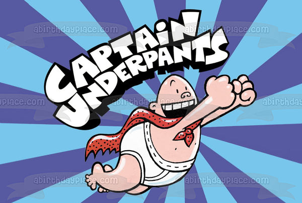 Captain Underpants Flying Blue Background Edible Cake Topper Image ABPID10666
