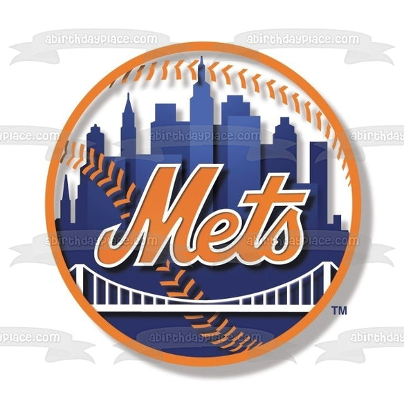 New York Mets Logo MLB Edible Cake Topper Image ABPID10756