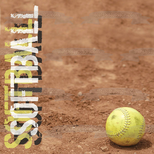 Softball Ball Dirt Background Edible Cake Topper Image ABPID10794