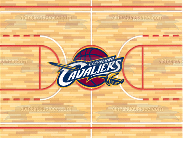 Cleveland Cavaliers Logo NBA Court Background Edible Cake Topper Image ABPID11242