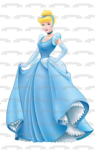 Disney Cinderella Blue Ball Gown Edible Cake Topper Image ABPID11513