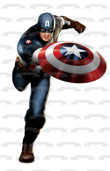 Marvel Captain America Holding Sheild Edible Cake Topper Image ABPID11690