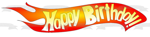 Hot Wheels Happy Birthday Banner Edible Cake Topper Image ABPID12118
