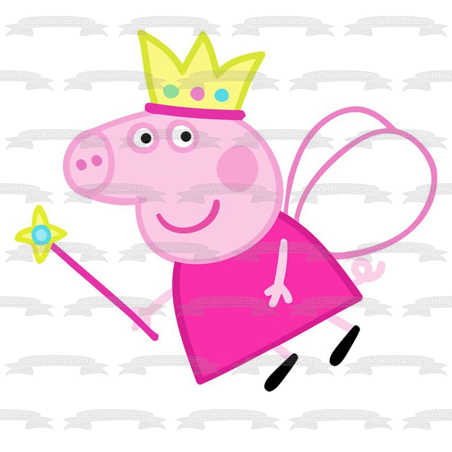 Peppa Pig Fairy Crown Magic Wand Fairy Wings Edible Cake Topper Image ABPID12367