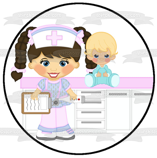 Nurses Baby Stethescope Clip Board Edible Cake Topper Image ABPID12461