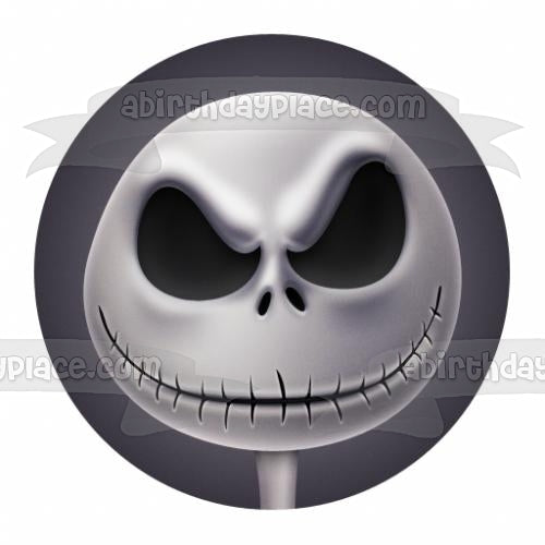 Nightmare Before Christmas Jack Skellington Face Edible Cake Topper Image ABPID12483
