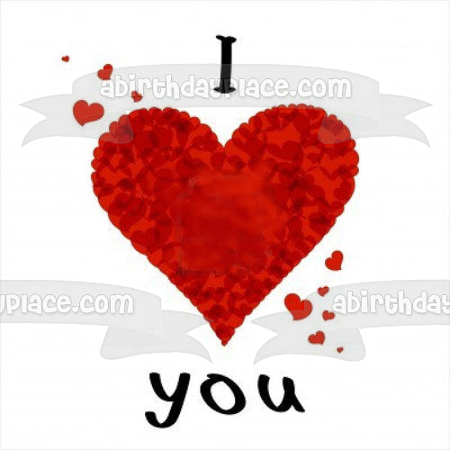 I Love You Red Heart Edible Cake Topper Image ABPID12622