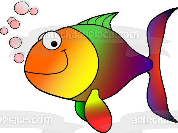 Cartoon Tye Dye Tropical Fish Edible Cake Topper Image ABPID12640