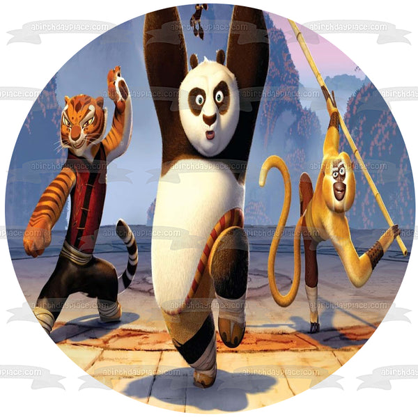 Kung Fu Panda Po Tigress Monkey Karate Stance Edible Cake Topper Image ABPID12806