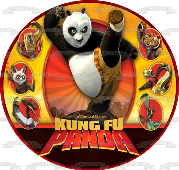 Kung Fu Panda Po Tigress Monkey Karate Stance Master Shifu Edible Cake Topper Image ABPID12807