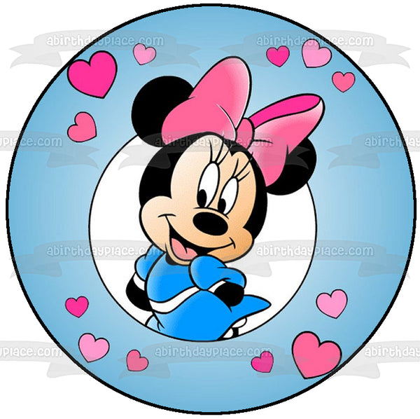 Disney Mickey Mouse and Friends Minnie Mouse Hearts Edible Cake Topper Image ABPID12852