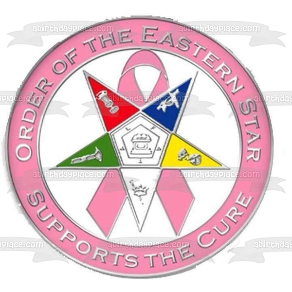 Order of the Eastern Star Logo Freemason Breast Cancer Awareness Supports the Cure Edible Cake Topper Image ABPID13024