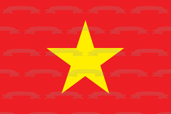 Flag of Vietnam Red Flag with Gold Star Edible Cake Topper Image ABPID13030