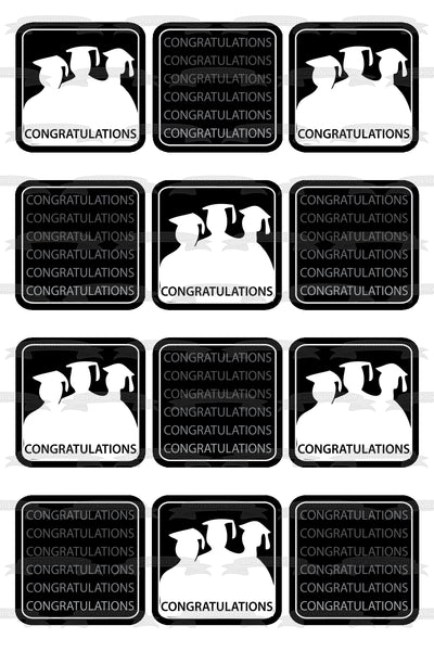 Congratulations Graduation Graduate Silhouettes Edible Cake Topper Image ABPID13077