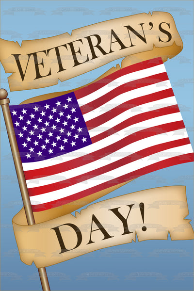 Veteran's Day the American Flag Edible Cake Topper Image ABPID13104
