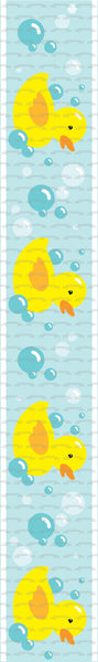 Cartoon Bubble Bath Rubber Duckies Blue White Bubbles Blue Background Edible Cake Topper Image ABPID13138