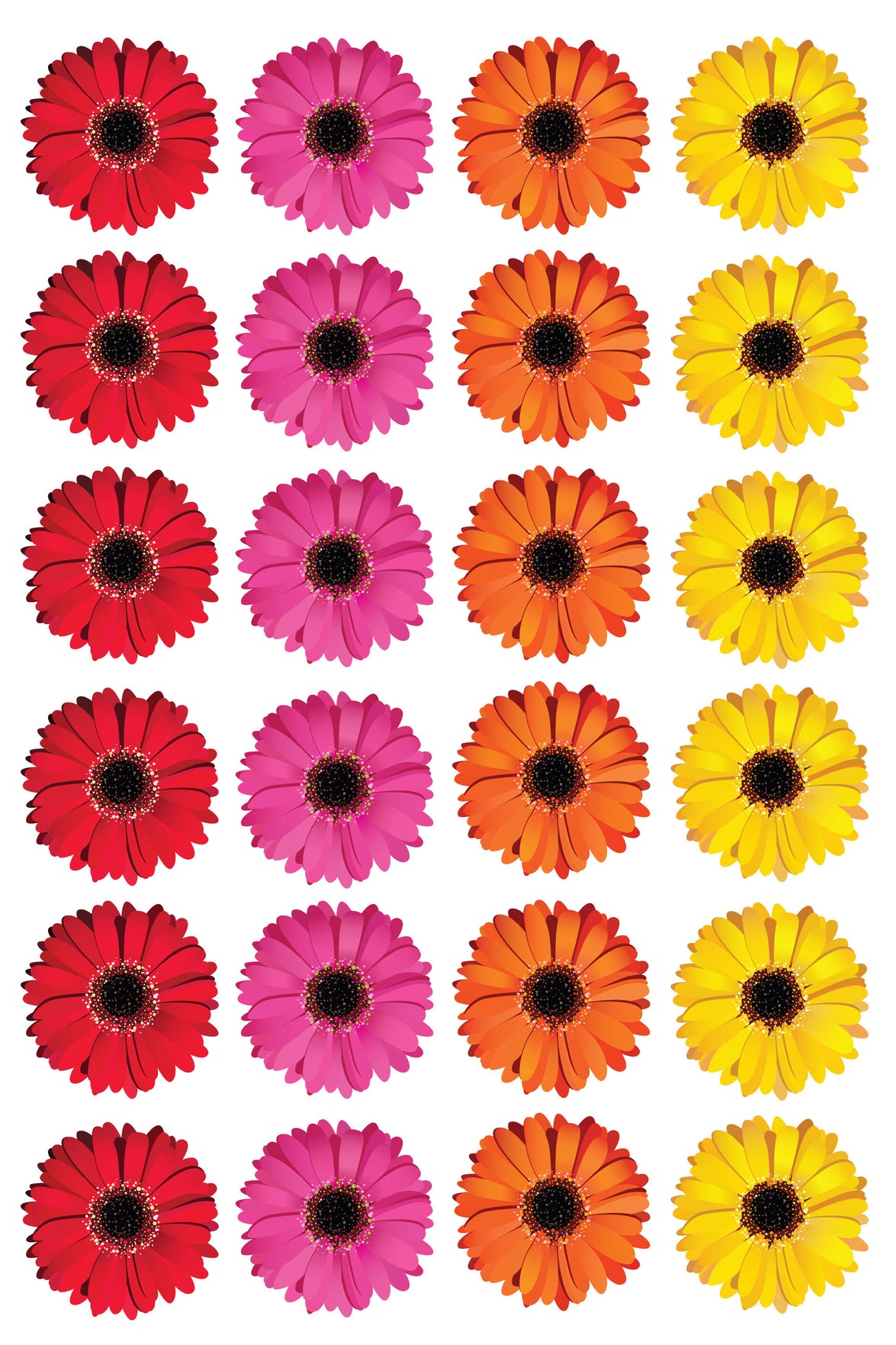 Flowers Red Pink Orange Yellow Edible Cupcake Topper Images ABPID13228
