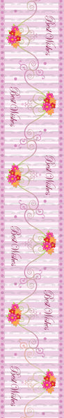 Best Wishes Flowers Purple Stripes and Polka Dots Edible Cake Topper Image ABPID13231