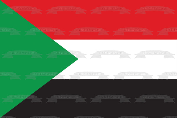 Flag of Sudan Green Red White Black Edible Cake Topper Image ABPID13241