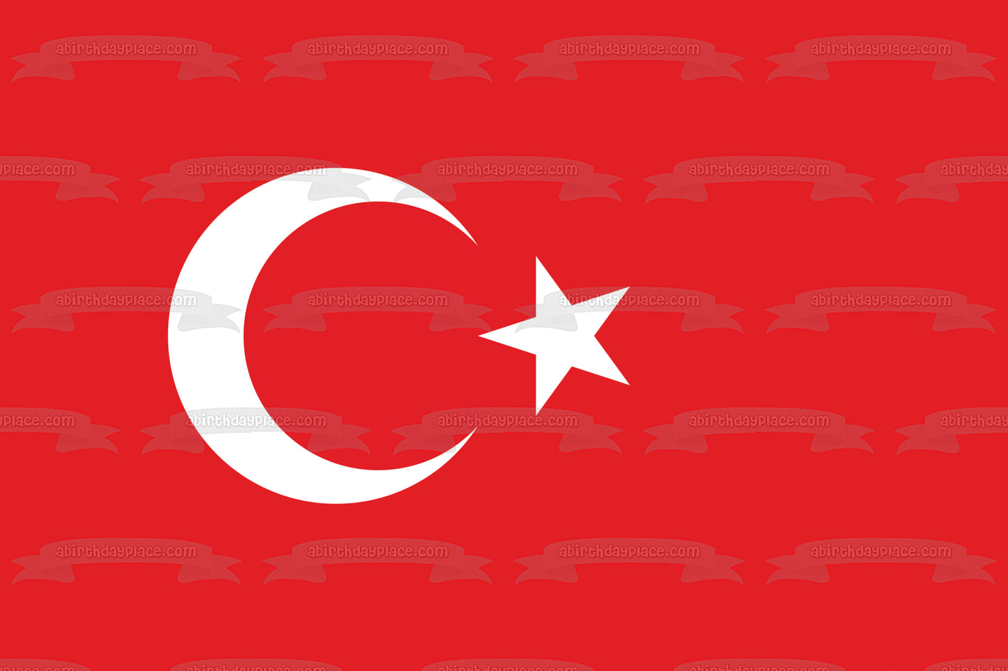 Islamic Turkey Flag Red White Crescent Moon Star Edible Cake Topper Image ABPID13294