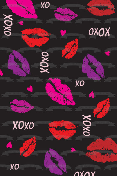 Xoxo Lip Kisses Pink Hearts Edible Cake Topper Image ABPID13318