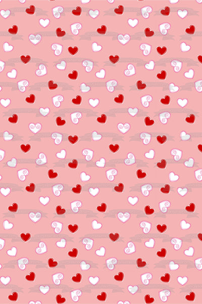 Red and White Hearts Pink Background Edible Cake Topper Image ABPID13337