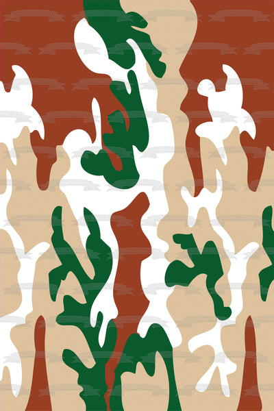 Camouflage Camo Green White Brown Edible Cake Topper Image ABPID13348