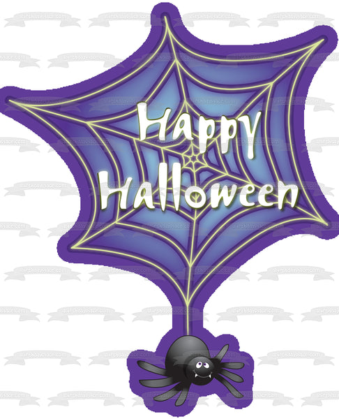 Happy Halloween Spider Web Edible Cake Topper Image ABPID13360