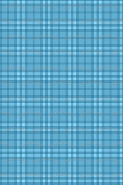 Plaid Pattern Blue Light Blue Edible Cake Topper Image ABPID13367
