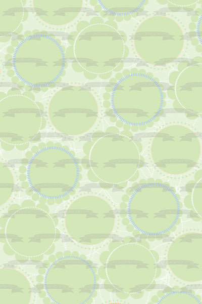 Green Flowers Pattern Grey Background Edible Cake Topper Image ABPID13496
