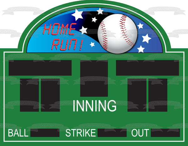 Sports Baseball Score Board Home Run Stars Edible Cake Topper Image ABPID13514