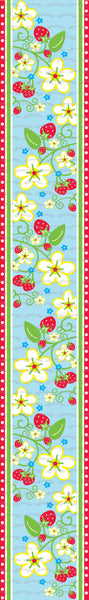 Flowers Strawberries Pink Polka Dot Edges Edible Cake Topper Image ABPID13515