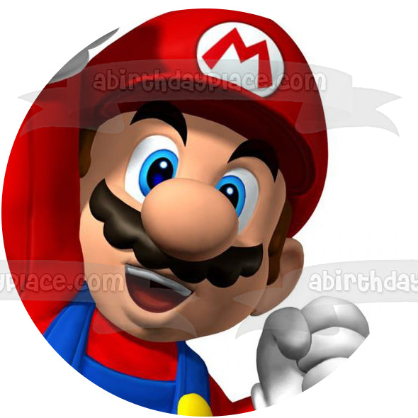 Super Mario Brothers Mario Smiling Edible Cake Topper Image ABPID13645