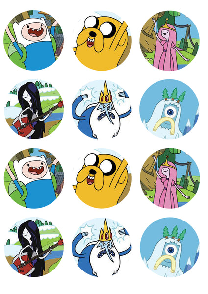 Adventure Time Finn Jake the Dog Princess Bubblegum Ice King Marceline Edible Cupcake Topper Images ABPID14781