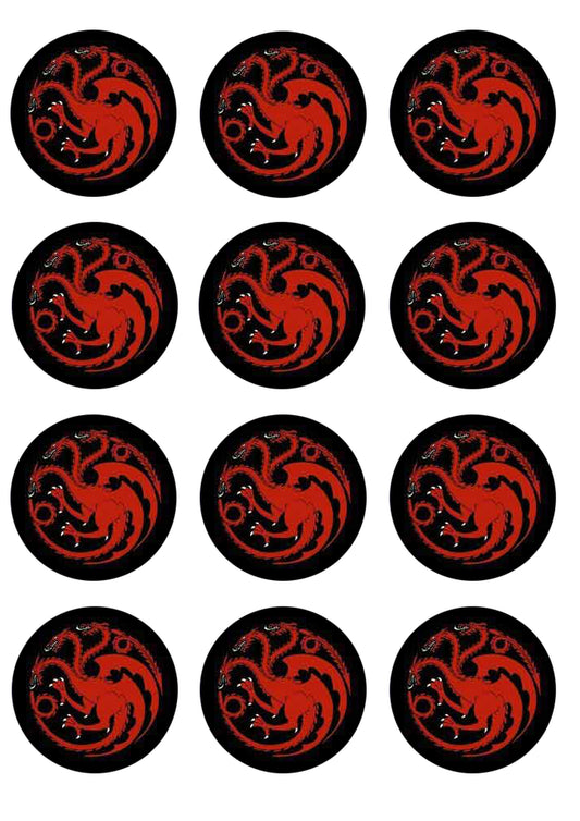 Imágenes comestibles para cupcakes con emblema de la casa Targaryen de Juego de Tronos ABPID14809 