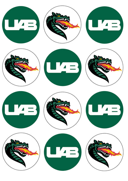 Uab University of Alabama Blazers Logo NCAA Football Edible Cupcake Topper Images ABPID14840