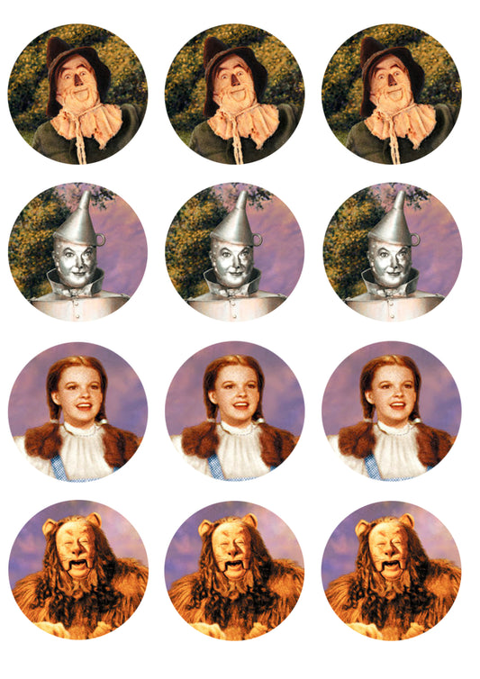 Wizard of Oz Scarecrow Tin Man Dorothy Cowardly Lion Edible Cupcake Topper Images ABPID14851