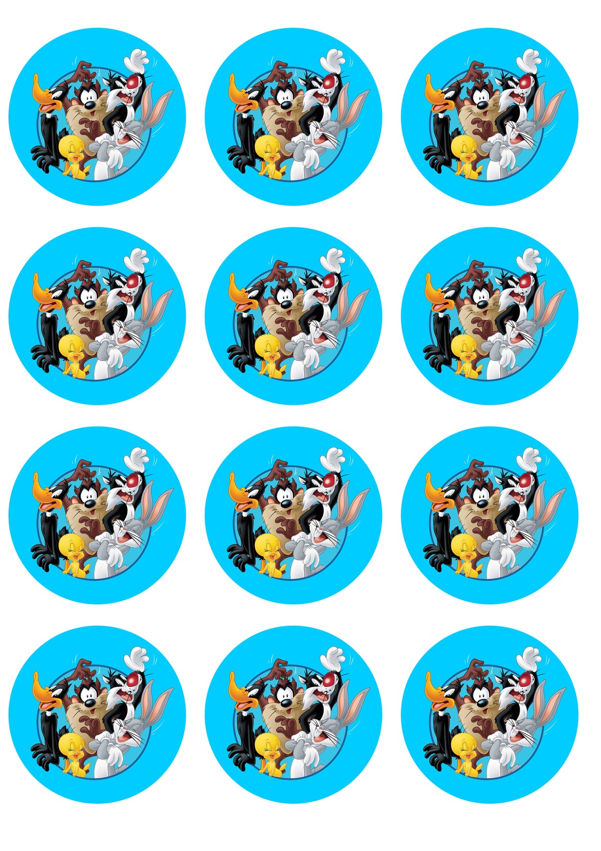 Looney Tunes Tazmanian Devil Daffy Duck Bugs Bunny Tweety Bird Sylvester Edible Cupcake Topper Images ABPID14856