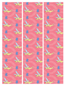 Disney Peter Pan Tinkerbell Blue Flowers Pink Background Edible Cake Topper Image Strips ABPID14861
