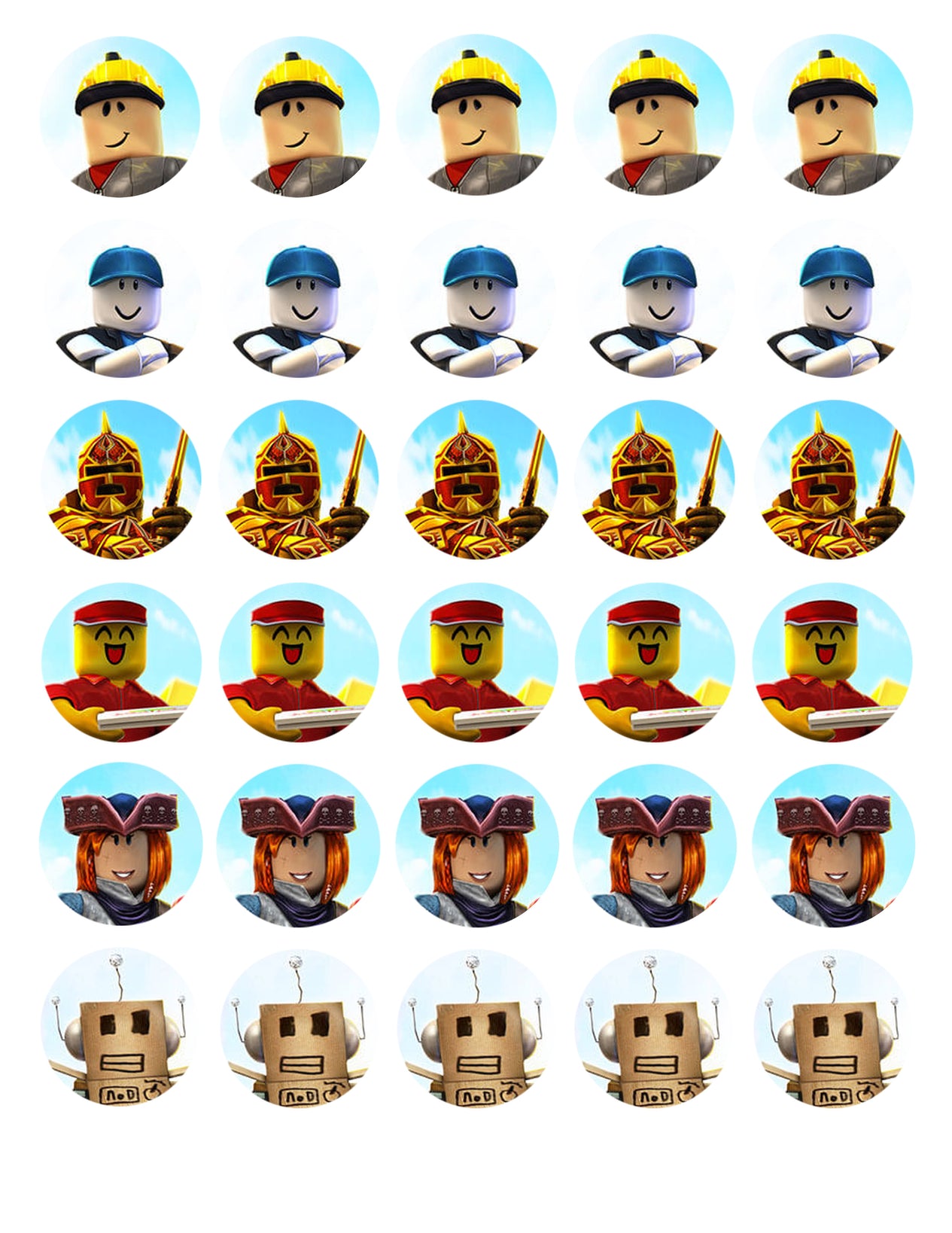 Roblox Assorted Avatar Skins Edible Cupcake Topper Images ABPID14864