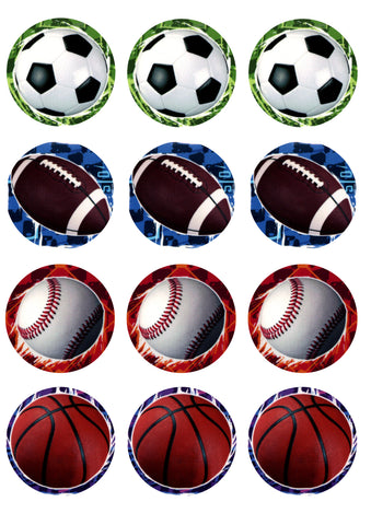 Sports Balls Soccer Football Baseball Basketball Edible Cupcake Topper Images ABPID14874
