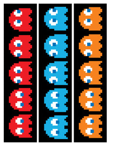Pac-Man Ghosts Inky Blinky Clyde Edible Cake Topper Image Strips ABPID14880
