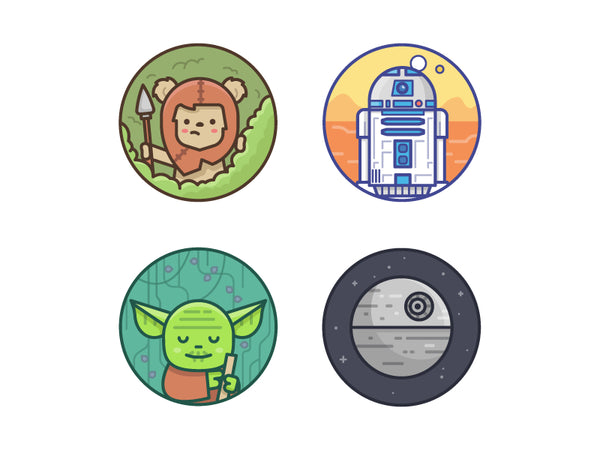 Star Wars Cartoon Chewbaca Yoda Planet R2-D2 Edible Cupcake Topper Images ABPID15010