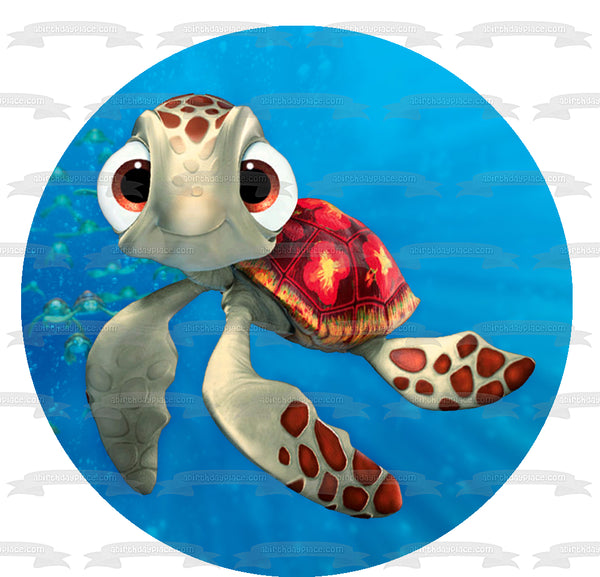 Disney Finding Nemo Squirt Turtle Ocean Background Edible Cake Topper Image ABPID15066