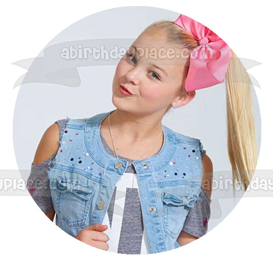 Jojo Siwa Joelle Joanie Siwa Pink Hairbow Edible Cake Topper Image ABPID15132