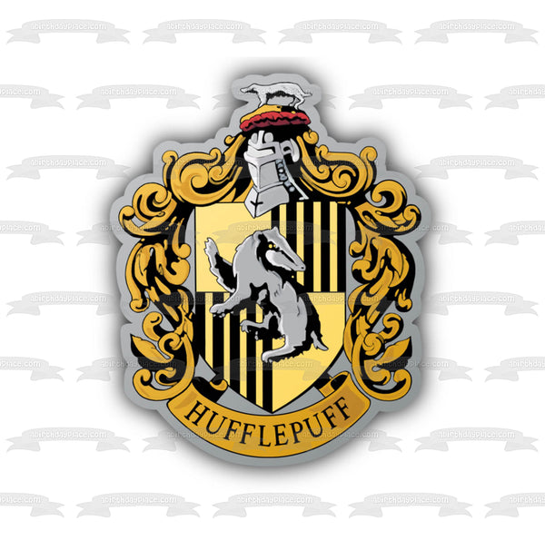 Harry Potter Hogwarts Hufflepuff Crest Edible Cake Topper Image ABPID15311