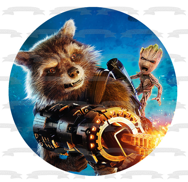 Guardians of the Galaxy Groot Rocket Raccoon Edible Cake Topper Image ABPID15412