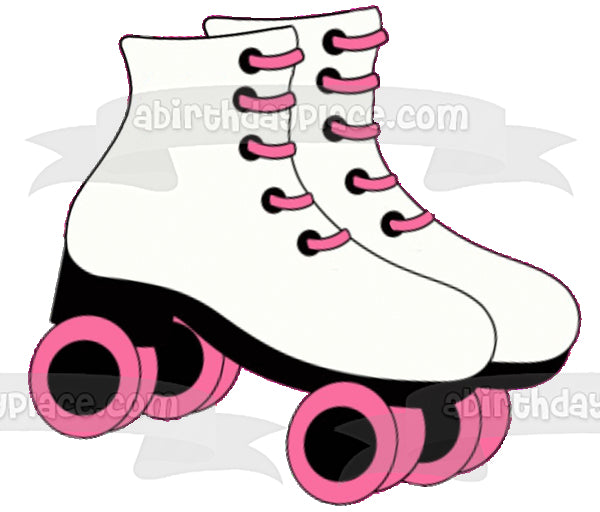 Roller Skates Pink and White Edible Cake Topper Image ABPID21592