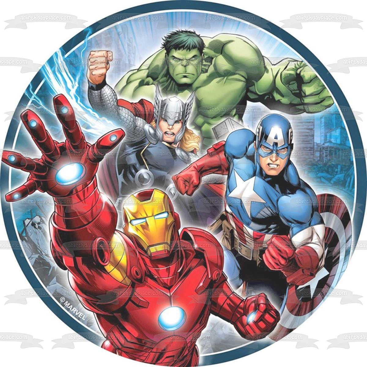 Imagen comestible para tarta de Los Vengadores, Hulk, Thor, Iron Man, Capitán América, ABPID21788 