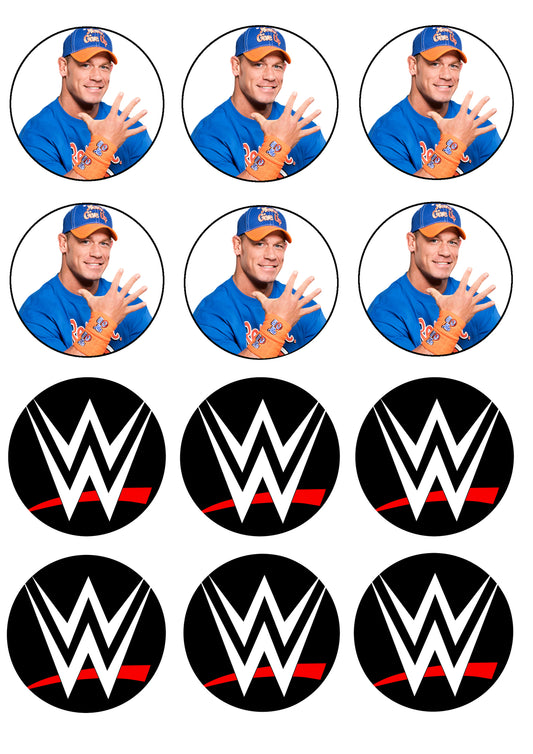 Imágenes de decoración comestible para cupcakes con el logotipo de WWE World Wrestling John Cena ABPID21800 